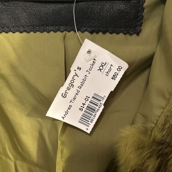 NWT Lou Andrea Rabbit Fur Jacket Green XXL Made In France. Free Shipping! - Picture 2 of 7